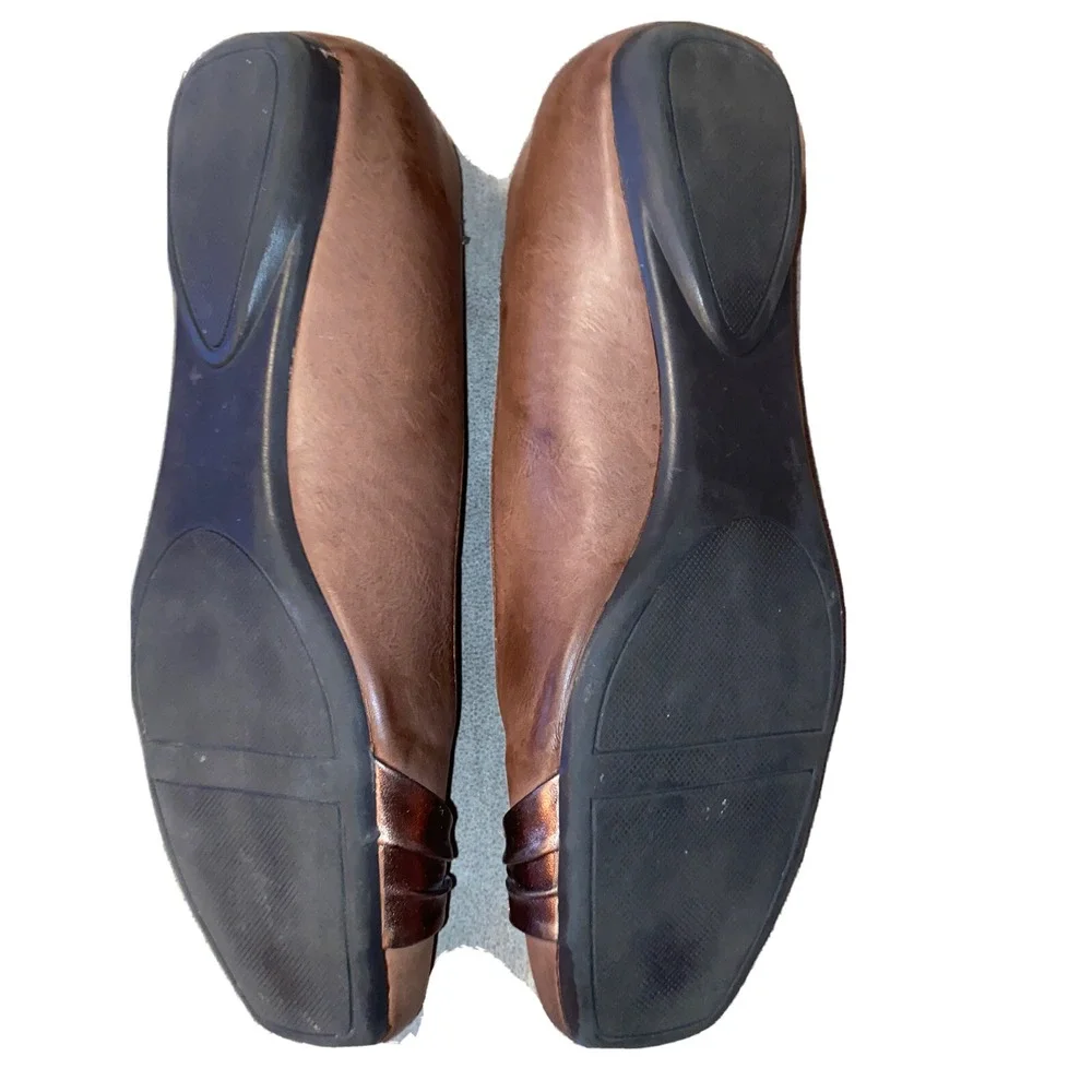 Fitzwell Phalon Ballet Flats Metallic Copper Buckle Slip On Shoes Women's 8.5 W